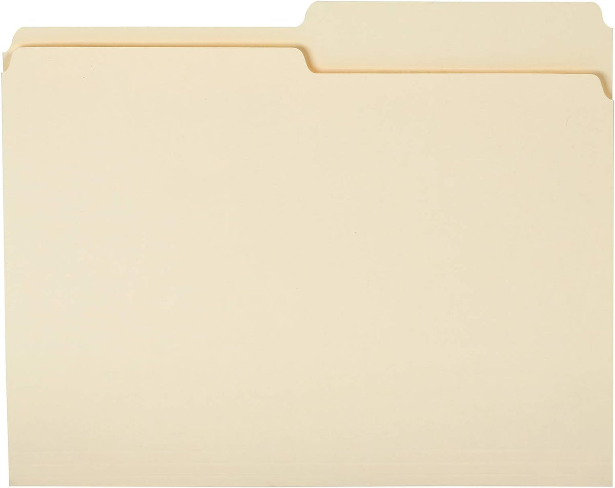 Amazon Basics Manila File Folders, Letter Size, 1/2 Tab in Left and Right Positions, 8.5" x 11", 36-Pack