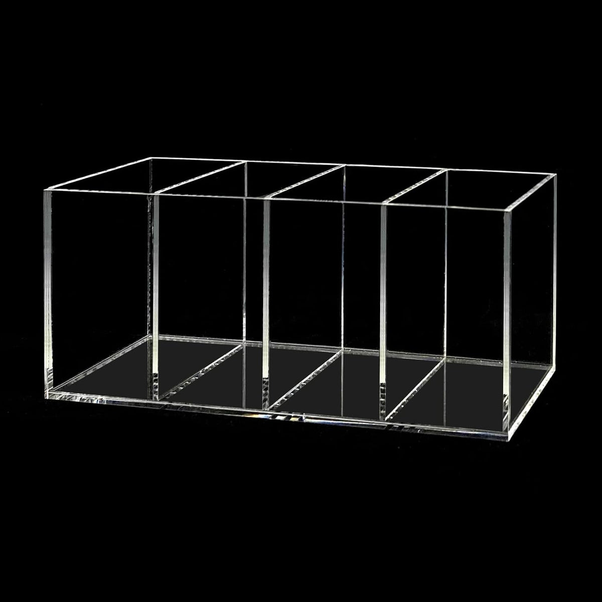 HSYMQ Acrylic Pen Holder 4 Compartments Clear Pencil Holder Organizer Makeup Brush Holder