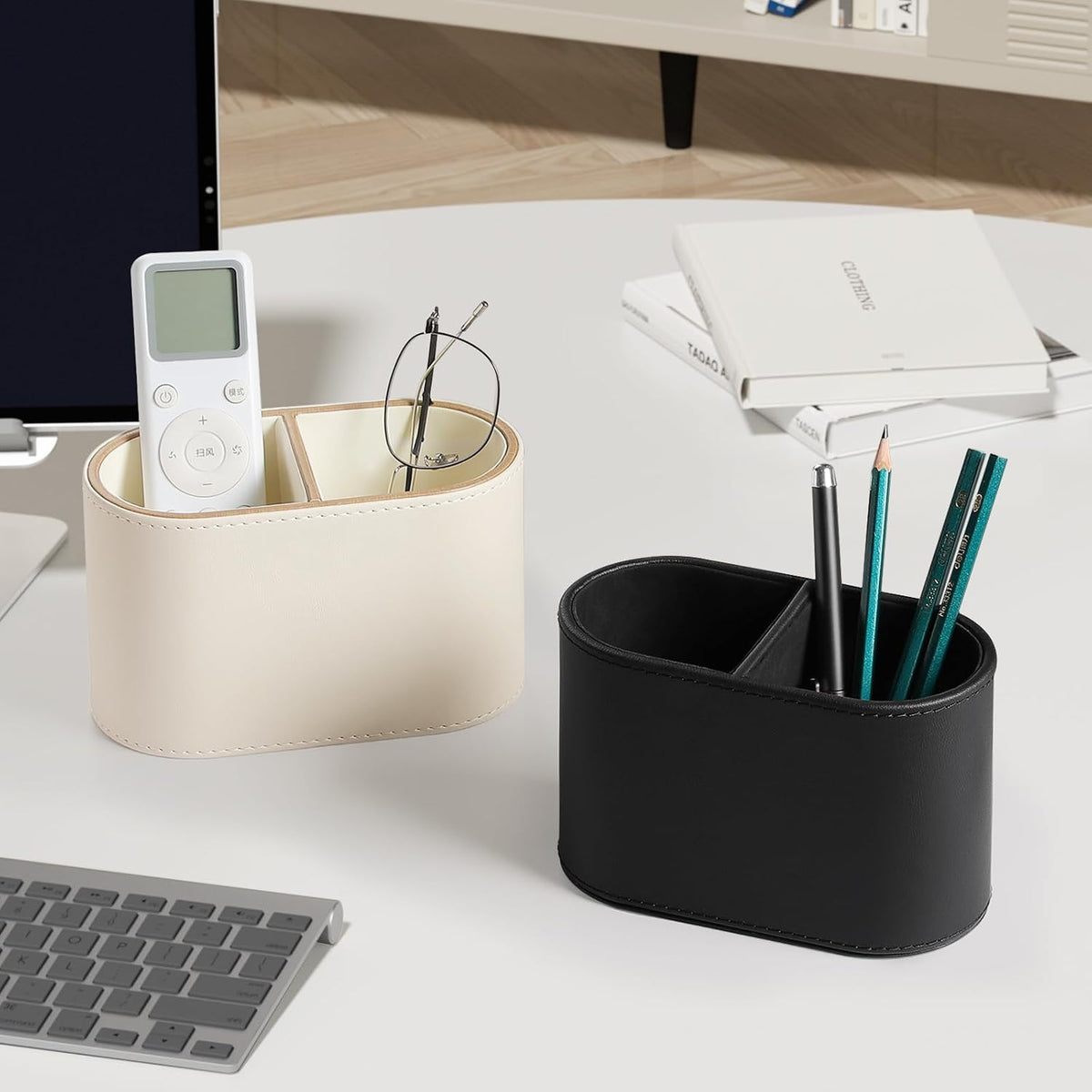 Pen Holder for Desk, Small Remote Control Holder, Black