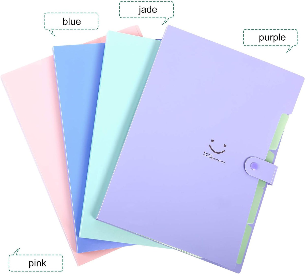 SKYDUE Expanding File Folders with 5 Pockets, Accordion File Organizer with 32 Labels, Portable Document Paper Organizer, Filing Folders, Letter / A4 Size, Pack of 4