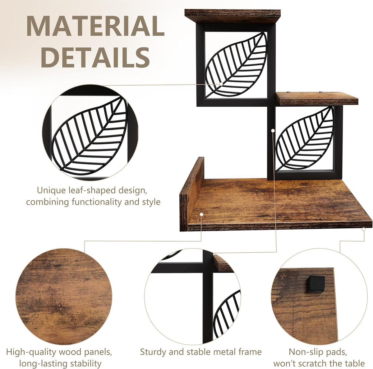 Desk Shelf Organizer, 3 Tier Desktop Leaf Small Bookshelf