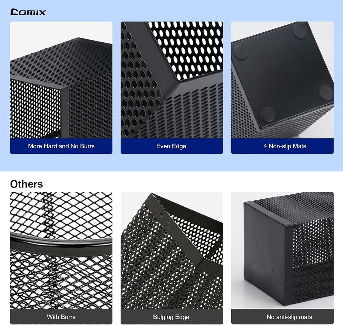 Comix Mesh Pen Holder, Desk Organizer for Home Office, Black