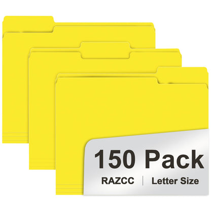 File Folder, RAZCC 150 Pack 1/3 Cut Tab File Folders Letter Size, Manila Folders, Folders with Tab, Great for Organizing and Easy File Storage