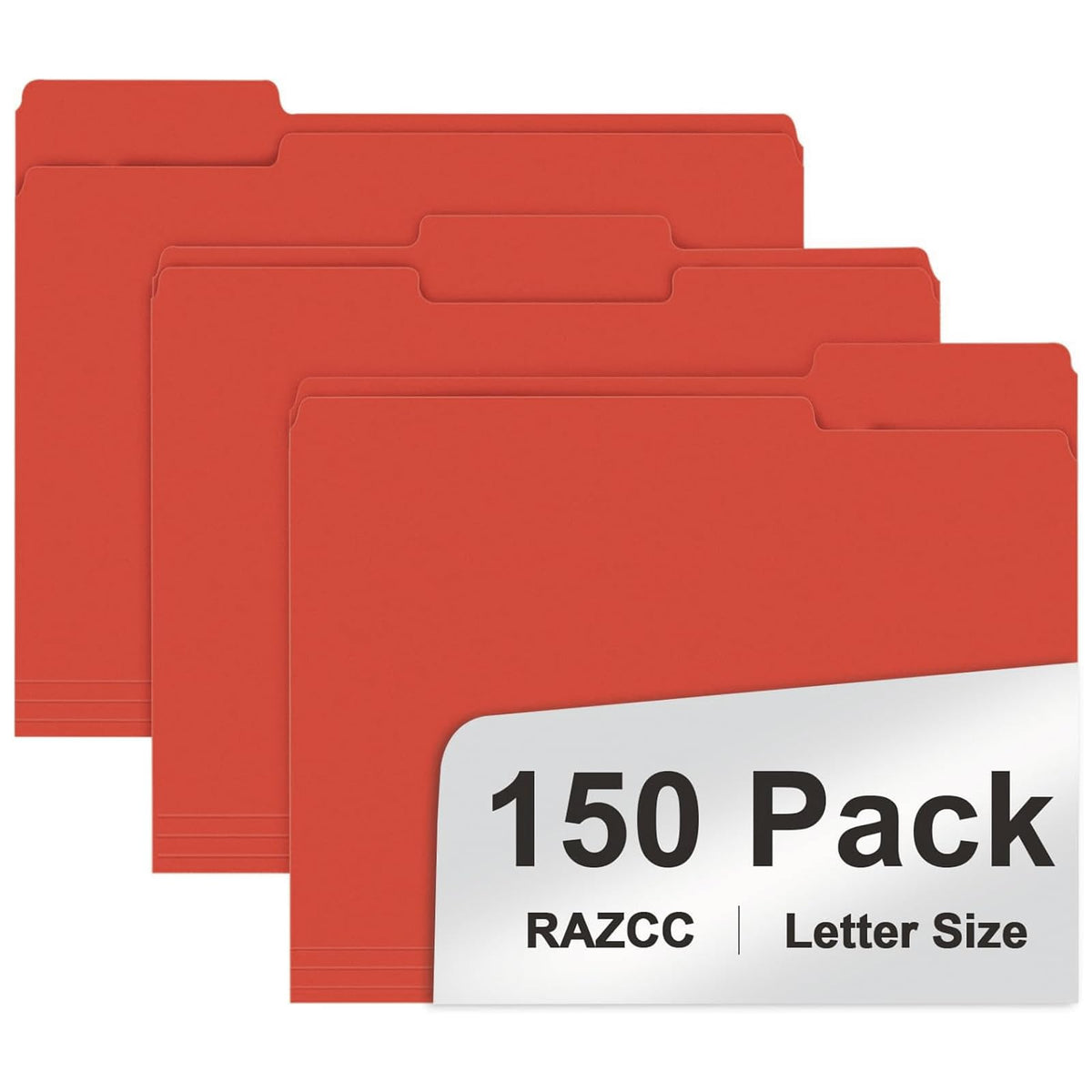 File Folder, RAZCC 150 Pack 1/3 Cut Tab File Folders Letter Size, Manila Folders, Folders with Tab, Great for Organizing and Easy File Storage