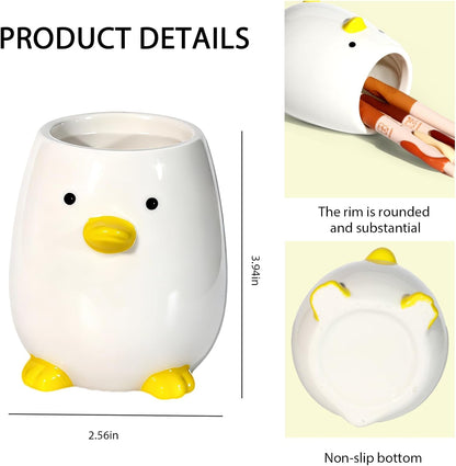 2Pcs Ceramic Desk Organizer Set, Pen Holder and Paper Clip Holder