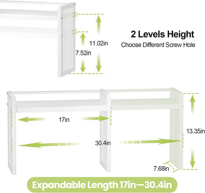Expandable Desktop Bookshelf, Metal Desk Shelf Organizer Adjustable Height
