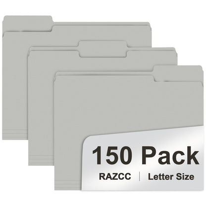 File Folder, RAZCC 150 Pack 1/3 Cut Tab File Folders Letter Size, Manila Folders, Folders with Tab, Great for Organizing and Easy File Storage