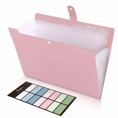 SKYDUE Expanding File Organizer with 8 Pockets, Accordion File Folders with Labels, Portable Document Paper Bill Receipt Organizer, Home College School Office Supplies, Letter Size, Blue