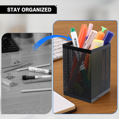 Comix Mesh Pen Holder, Desk Organizer for Home Office, Black