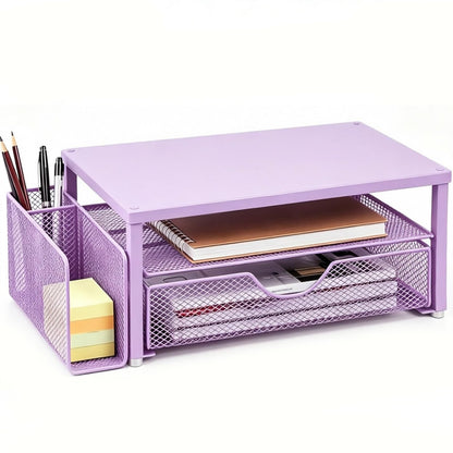 Spacrea Computer Monitor Stand with Drawer and 2 Pen Holders, Black