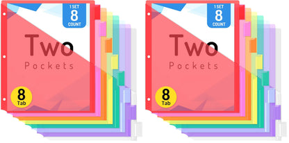 Forvencer 8 Count Dividers with 2 Pockets,8 tabs Binder Dividers with tabs