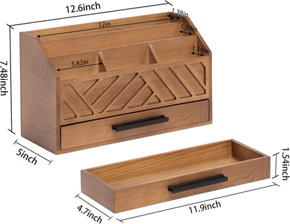 Desk Organizer with Drawer, Countertop Bill Mail Organizer and File Storage