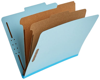 Amazon Basics Classification Folder for Documents and Organization, 1 Divider, 2" Embedded Fasteners, Letter Size, Light Blue, 10 Count