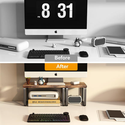 Homeiju Wooden Desktop Shelf for Top of Desk, 2-Tier Desktop Bookshelf