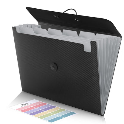 SKYDUE Accordion File Organizer, Expanding File Folder with 7 Pockets, Portable Receipt Paper Bill Document Organizer, Letter/A4 Size Filing Folder School Office Supplies, Black
