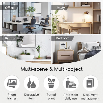 Jerry & Maggie Desktop Organizer Office Storage Rack Adjustable Wood Display Shelf Free Style Double H, Multi-Functional Mini Bookshelf for Desk Natural Stand (White)
