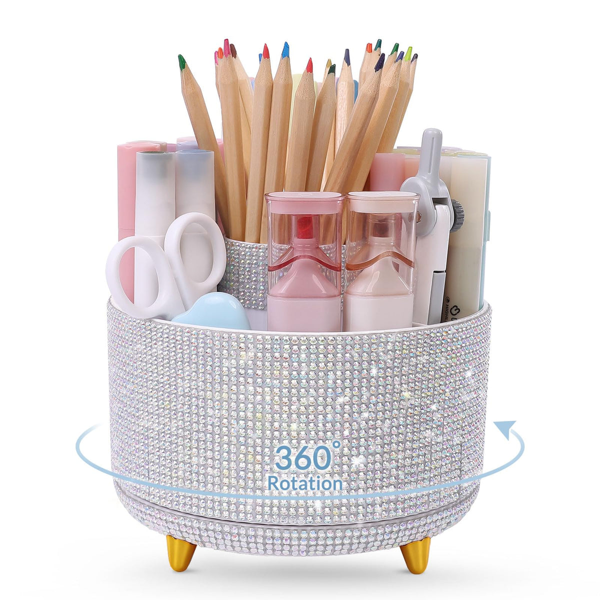 SKYDUE 360 Degree Rotating Desk Organizer, Pencil Pen Holder for Desk