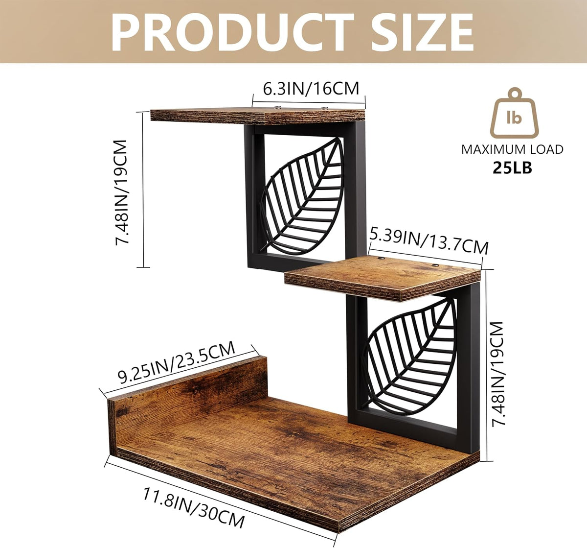 Desk Shelf Organizer, 3 Tier Desktop Leaf Small Bookshelf