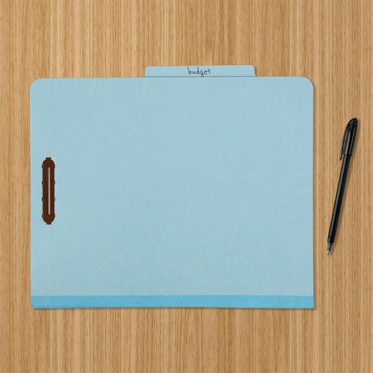 Amazon Basics Classification Folder with Prongs, 100% Recycled, 2 Dividers, 2" Embedded Fasteners, Letter Size, for Documents Organization, Light Blue, 10 Count