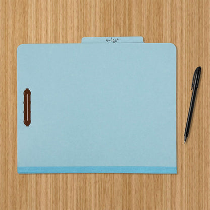 Amazon Basics Classification Folder for Documents and Organization, 1 Divider, 2" Embedded Fasteners, Letter Size, Light Blue, 10 Count
