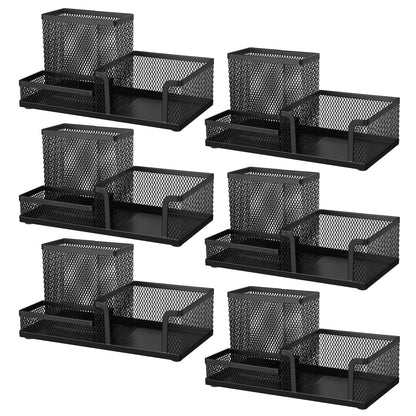 Comix Mesh Pen Pencil Holder Desk Organizer, 7 Compartment Wire Desktop Pen Pencil Cup Caddy Office Supplies for Home Office School, Black