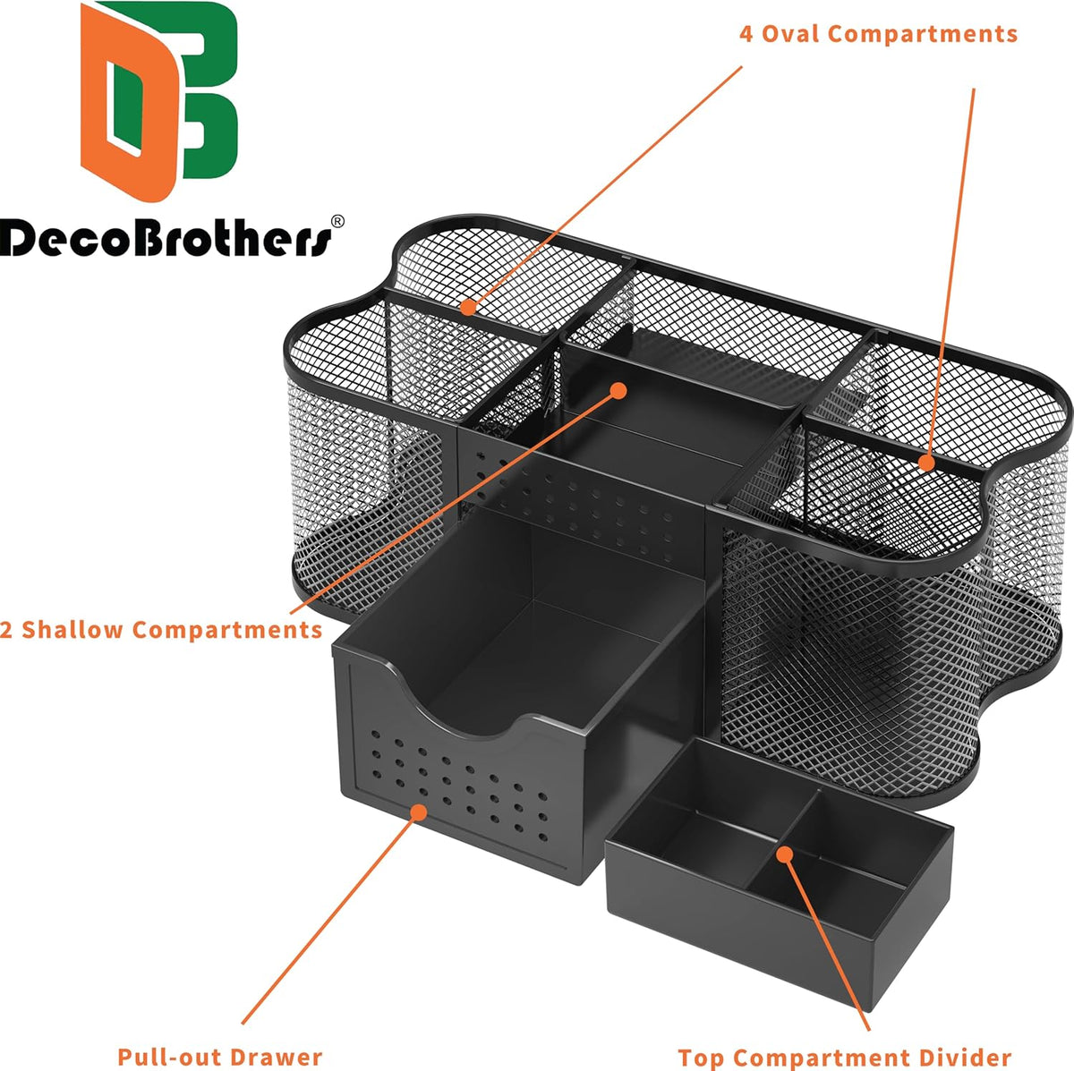 Deco Brothers Desk Organizers Pen Holder Office Caddy Storage, Black