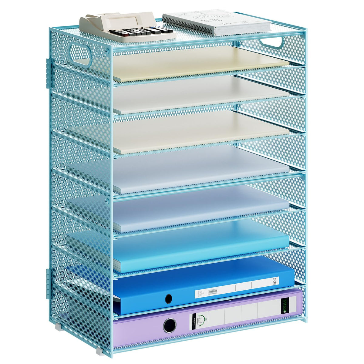 Marbrasse 6 Tier Paper Organizer Letter Tray - Mesh Desk File Organizer with Handle, Paper Sorter Organizer for Letter/A4 Office File Folder Holder - Black