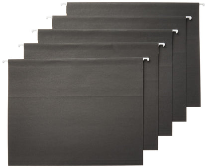 Amazon Basics Hanging File Folders with Adjustable Tabs for Document Organization, Letter Size, Aqua, 25-Pack