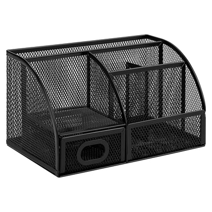 Amazon Basics Wire Mesh Pen Holder, Pencil Cup Desk Organizer for Stationery, Scissors, Office Caddy Storage, 3.7" x 3.3", Black